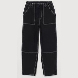 Black Cotton Utility Pants